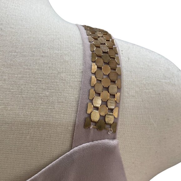 Thalia Sodi Bogota Dress Size 16 Taupe Combo Beaded Halter Colorblock Midi NWT - Picture 13 of 14